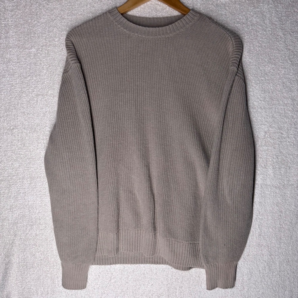 Hollister Men's XS Cream Tan Ribbed Knit Crewneck Sweater Cotton Blend